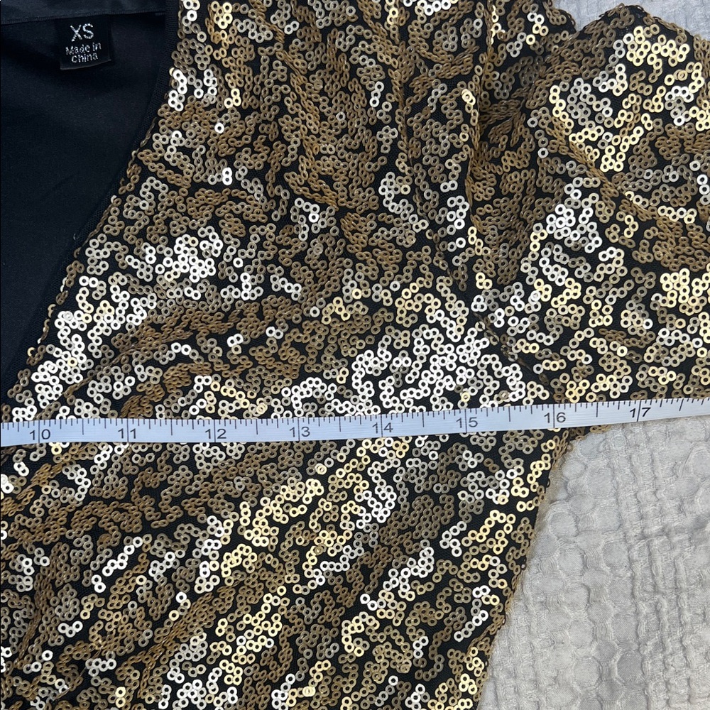 Tadashi Shoji Gold Sequin Long Sleeve Dress - Picture 5 of 10